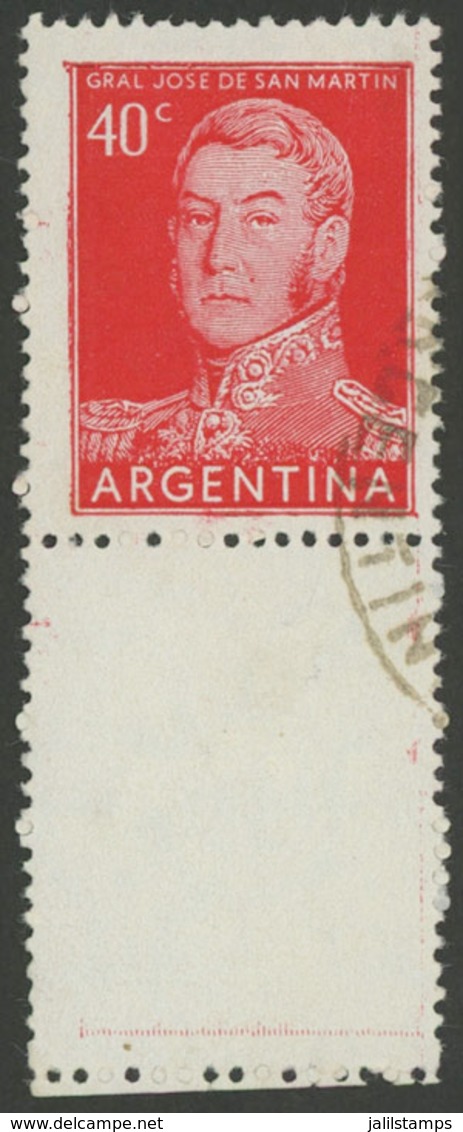 297 ARGENTINA: GJ.1039CJ, 1954/7 40c. San Martín, Typographed, Printed On Chalky Pap - Otros & Sin Clasificación