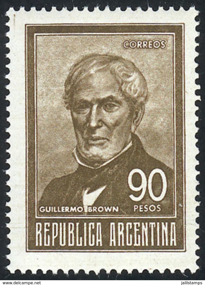 310 ARGENTINA: GJ.1320B, 90P. Brown (size 27 X 37.5 Mm), Printed On CHALKY PAPER, MN - Otros & Sin Clasificación