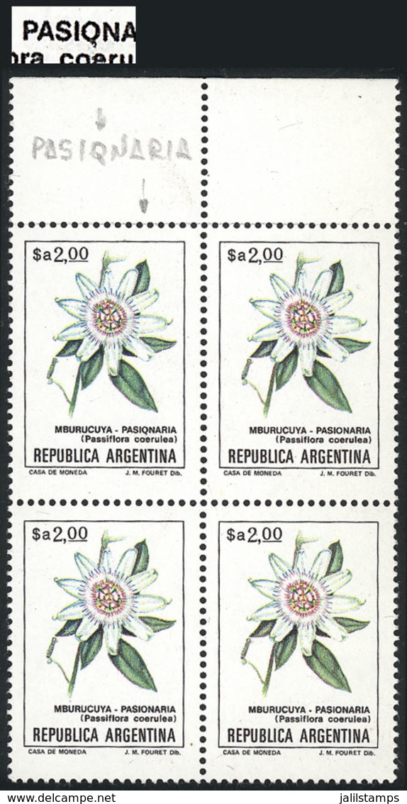 320 ARGENTINA: "GJ.2107, $a2 Pasionaria Flower, Block Of 4, One With ""PASIQNARIA"" - Otros & Sin Clasificación