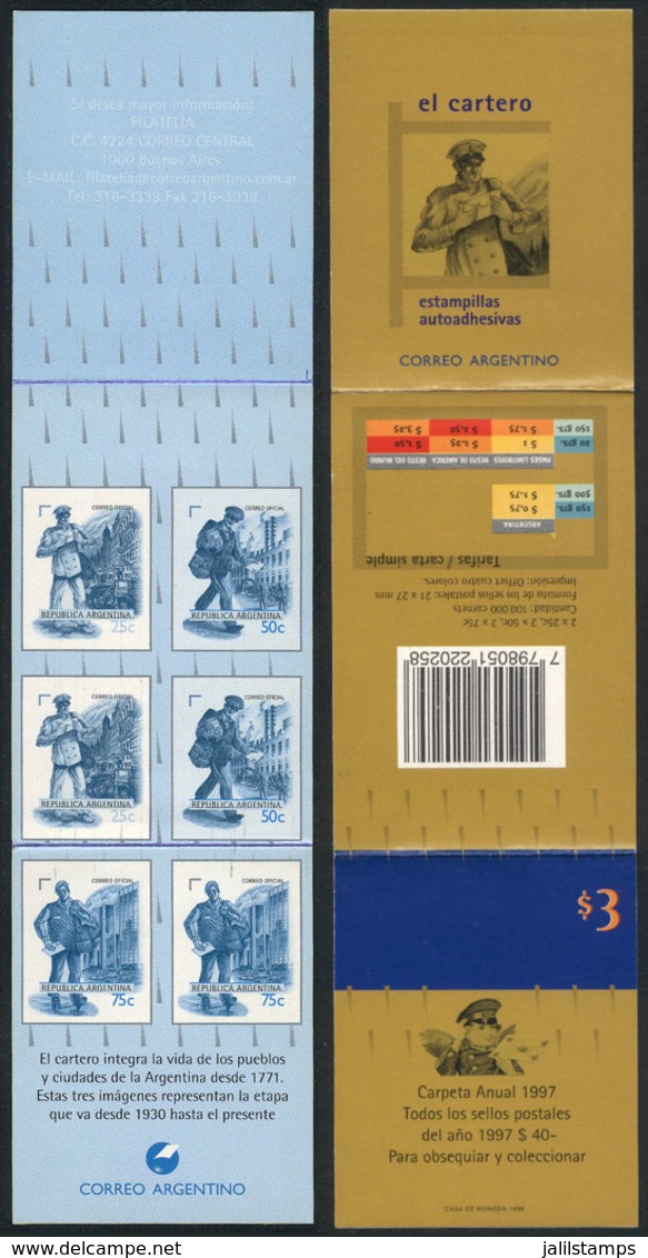 322 ARGENTINA: Booklet GJ.2931, 1999 Postman, Printer's PROOF In Cyan And Black, Imp - Otros & Sin Clasificación