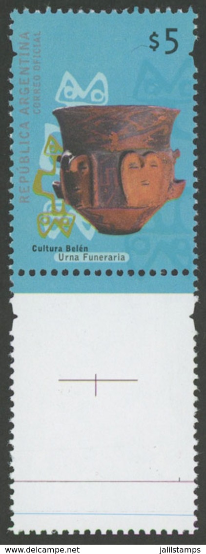 338 ARGENTINA: GJ.3707CJ, 2008/9 5P. Indegenous Cultures, WITH LABEL BELOW, Rare! - Otros & Sin Clasificación