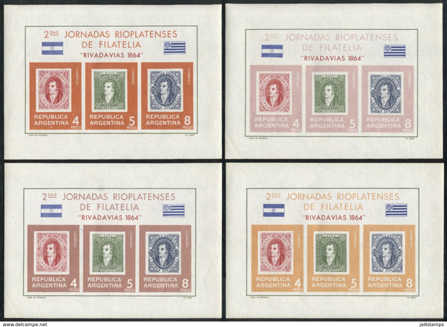 354 ARGENTINA: GJ.HB 20, 4 Proofs In Different Colors, VF Quality! - Otros & Sin Clasificación