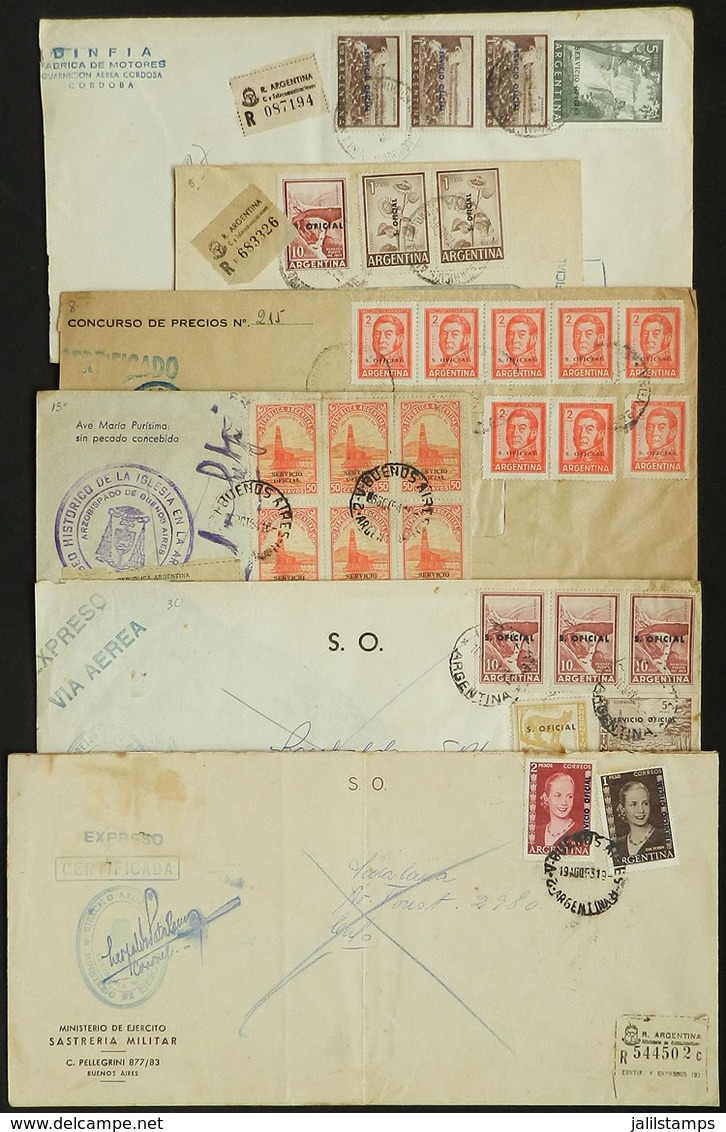 400 ARGENTINA: 25 Covers Used Between 1945 And 1965, Very Interesting Lot With Fanta - Oficiales