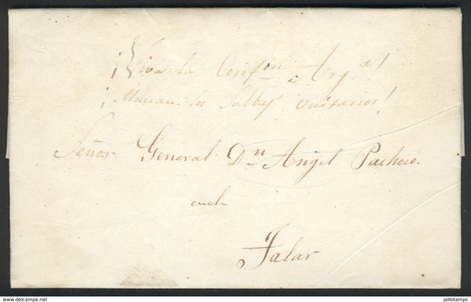 414 ARGENTINA: "Entire Letter Dated 10/FE/1848 And Sent Without Postage (by Relay Sy - Otros & Sin Clasificación