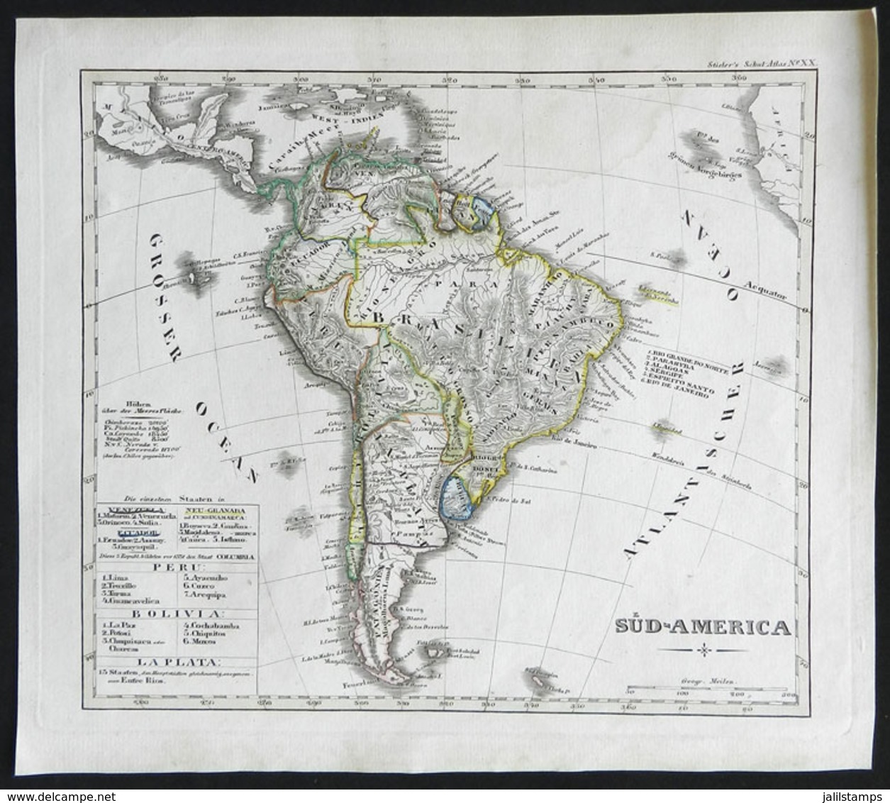 571 ARGENTINA: Very Old Map (circa 1830) Of South America, Printed In Germany, Size - Otros & Sin Clasificación