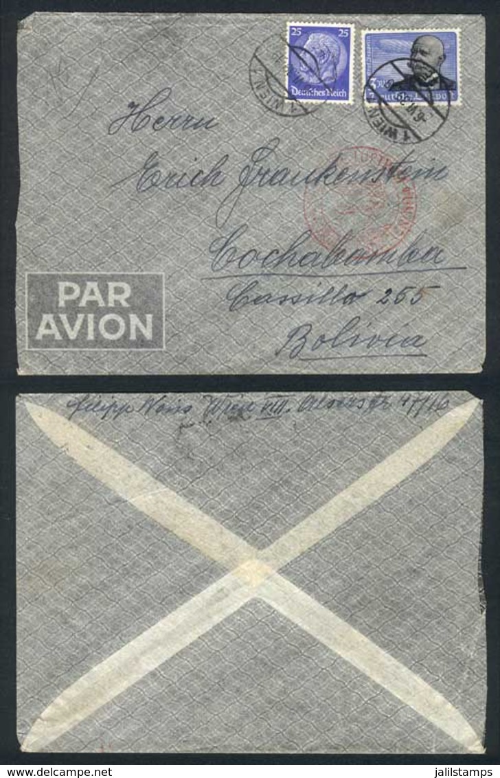 593 AUSTRIA: 14 Covers Or Postcards Sent To BOLIVIA Between 1938 And 1940, Most Air - Otros & Sin Clasificación