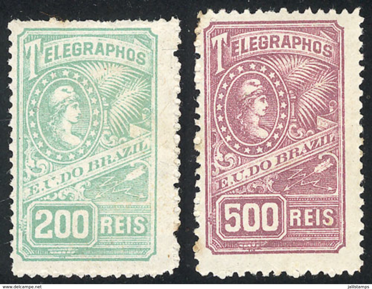 633 BRAZIL: Yvert 8/9, 1899 Cmpl. Set Of 2 Values Mint Lightly Hinged, Tiny Defect O - Télégraphes