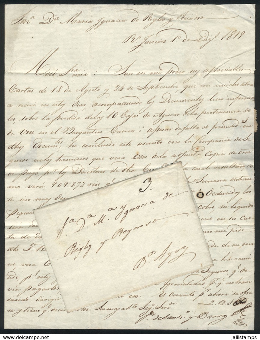 644 BRAZIL: "Entire Letter Dated Rio De Janeiro 1/DE/1818, Sent To Buenos Aires With - Other & Unclassified