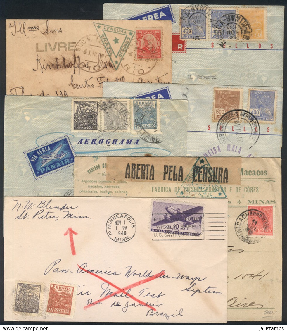 649 BRAZIL: 6 Covers Used In Varied Periods, Including First Flights, Nice Censor La - Other & Unclassified
