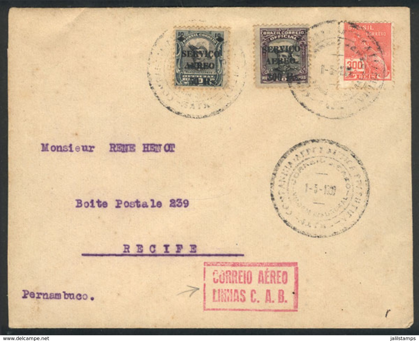 650 BRAZIL: 1/MAY/1930 Natal - Recife, First Flight By C.A.B., With Special Cancels, - Otros & Sin Clasificación