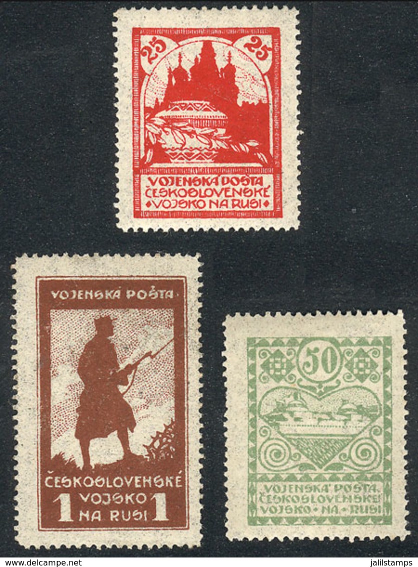 679 CZECHOSLOVAKIA: Sc.1/3, Complete Set Of 3 Values, The First Two Unmounted, Very - Otros & Sin Clasificación