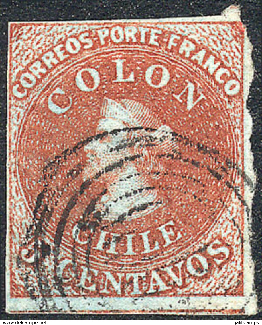 682 CHILE: Yvert 4, Reversed Watermark (position 2), Wide Margins, VF Quality! - Chile