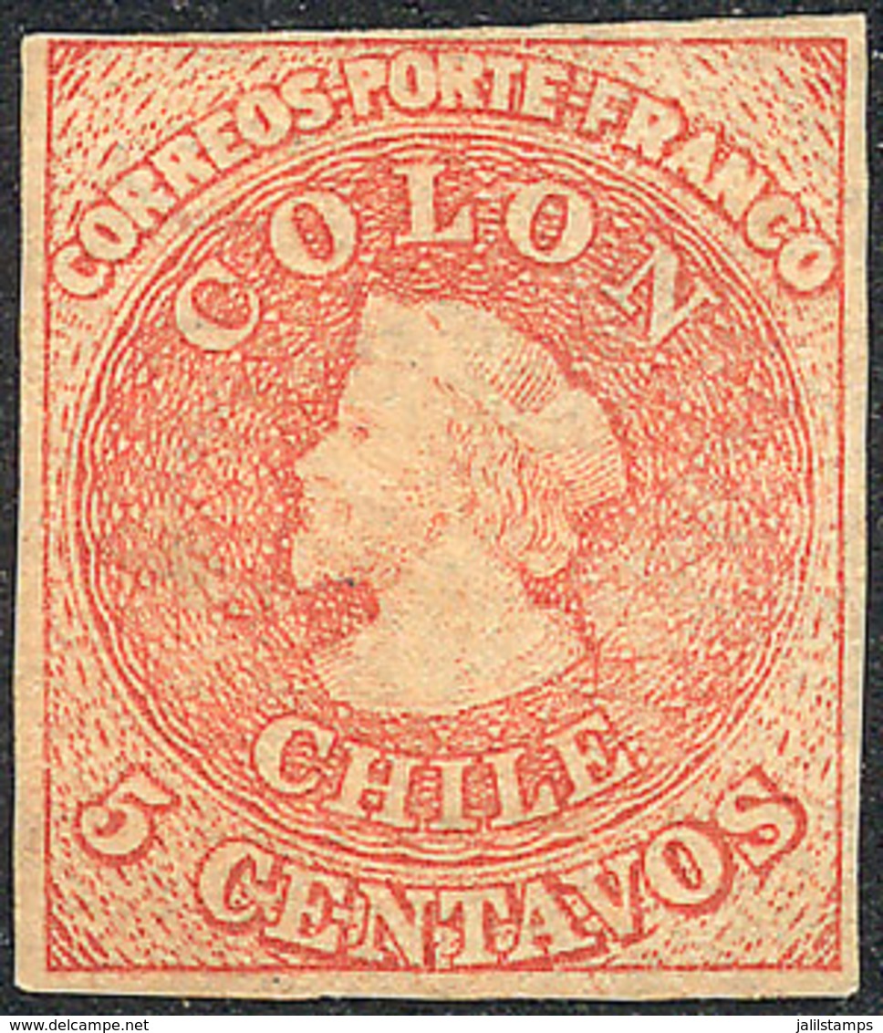 684 CHILE: Yvert 5, Mint, Very Worn Plate, Wide Margins, Excellent Quality! - Chile