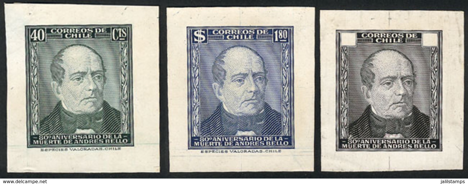 717 CHILE: Sc.245/6, 1946 Poet Andrés Bello, DIE PROOFS In The Issued Colors And In - Chile