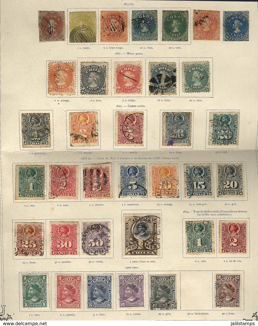 728 CHILE: Very Old Collection On Album Pages, Including Several Good Values And Sca - Chile