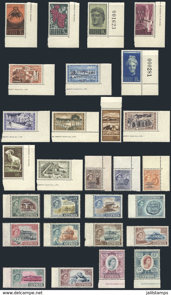 740 CYPRUS: Complete Sets Issued Between 1955 And 1966, Unmounted, VF Quality, Yvert - Otros & Sin Clasificación