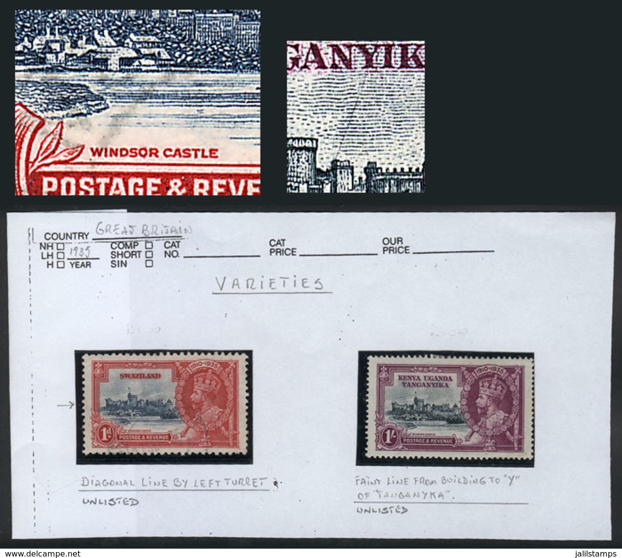 743 BRITISH COLONIES: Card With Stamps Of Swaziland And KUT With VARIETIES, Very Att - Otros & Sin Clasificación