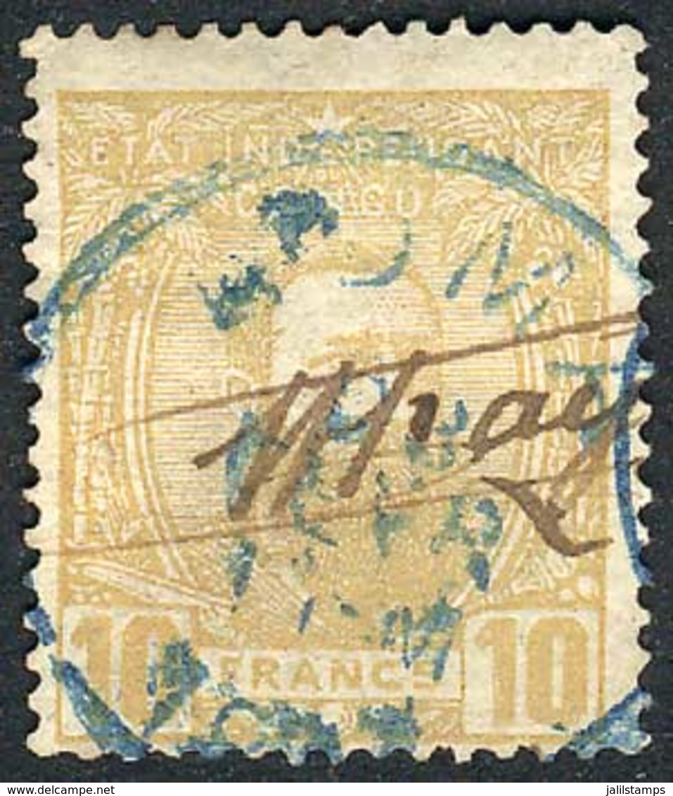 747 BELGIAN CONGO: Sc.13, 1887/94 10Fr. Light Bistre, Used In Boma, VF Quality, Cata - Otros & Sin Clasificación