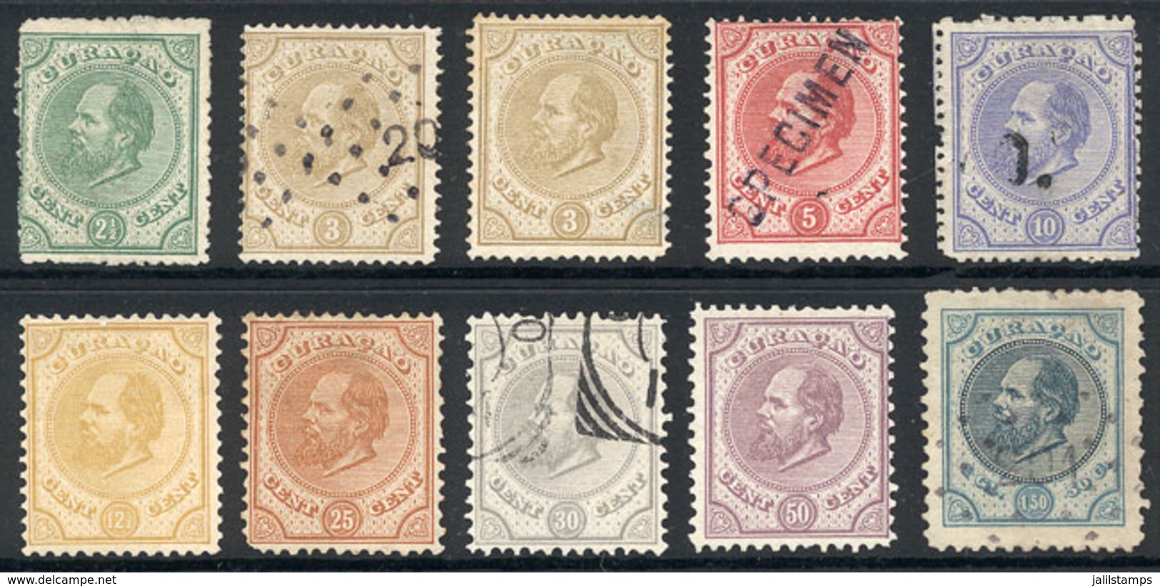 755 CURACAO: Yvert 1, 2 (x2), 3 (with SPECIMEN Ovpt.), 4, 5, 7, 8, 9 And 11. The Gen - Curacao, Netherlands Antilles, Aruba