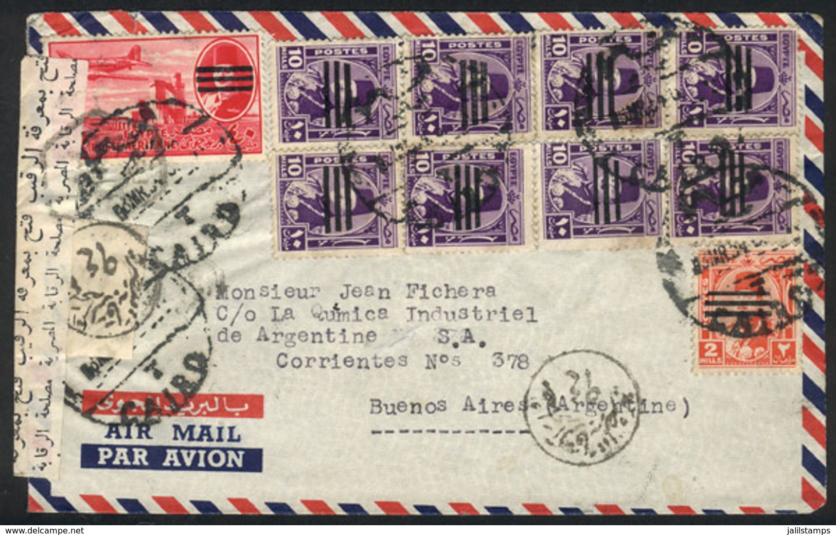 762 EGYPT: Airmail Cover Sent From Cairo To Buenos Aires (Argentina) With Very Nice - Otros & Sin Clasificación