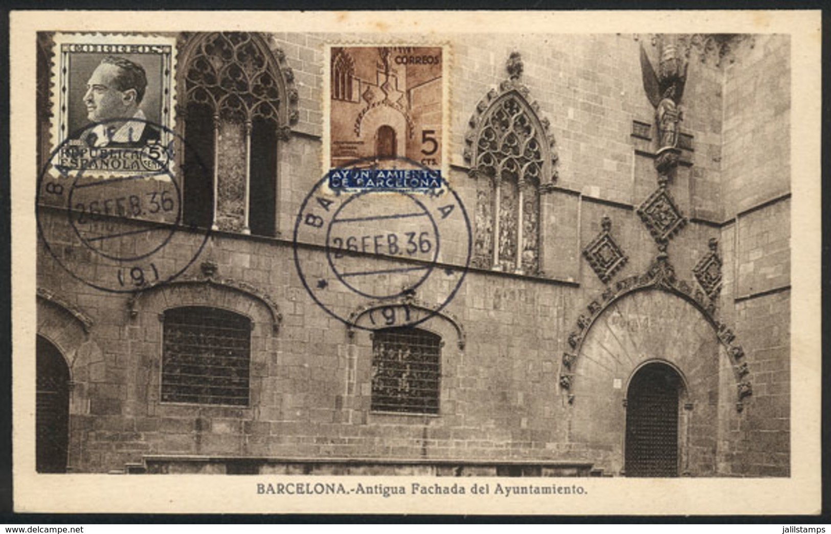 773 SPAIN: Maximum Card Of FE/1936: Barcelona, Old Facade Of The City Council, VF Qu - Maximum Cards