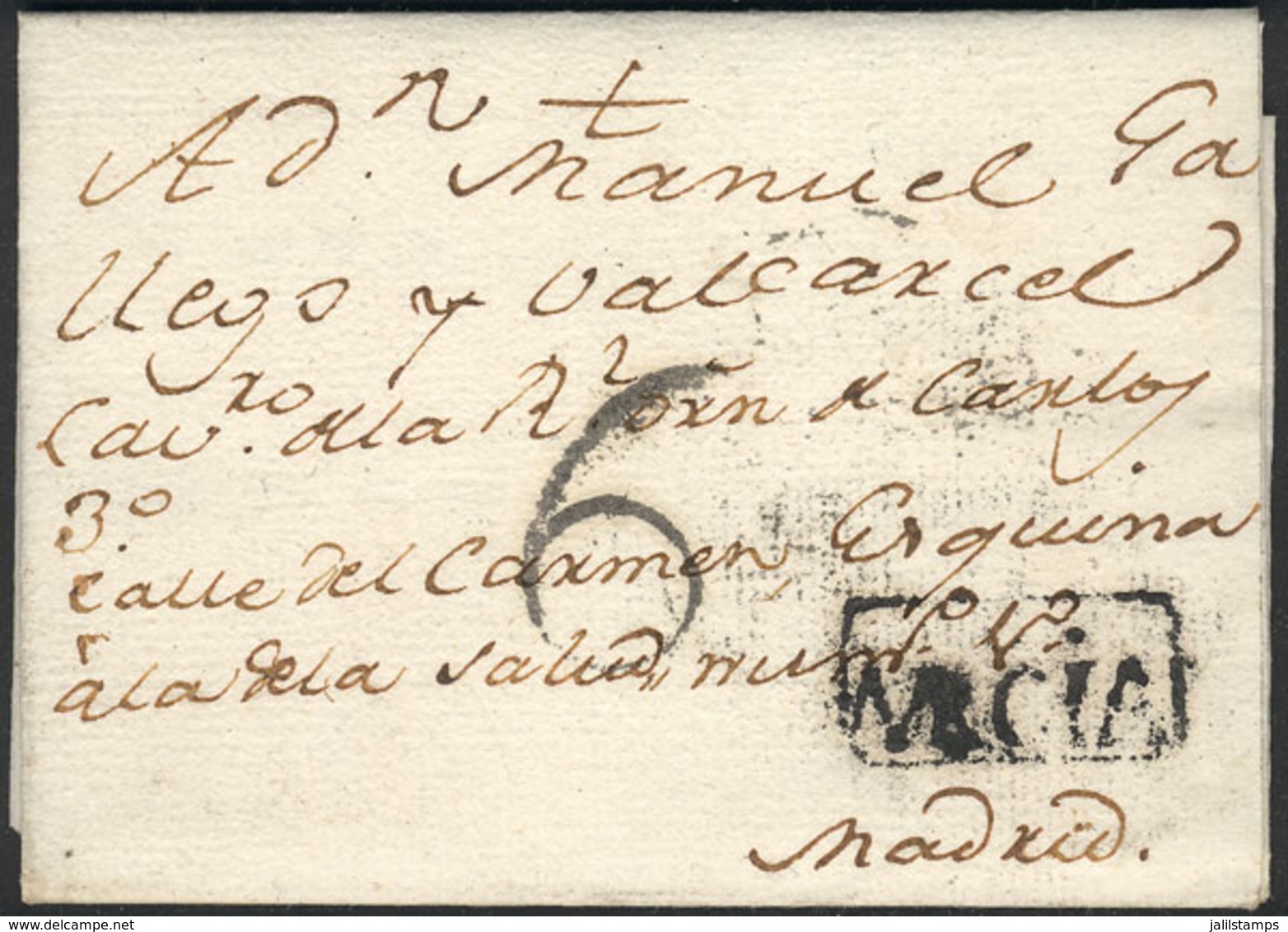 776 SPAIN: 28/DE/1792: Entire Letter Sent From Murcia To Madrid, Excellent Quality! - Other & Unclassified