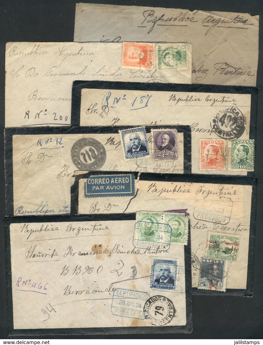 779 SPAIN: 6 Covers Sent From PIEDRAHITA To Argentina Between 1932 And 1940, Some Re - Otros & Sin Clasificación