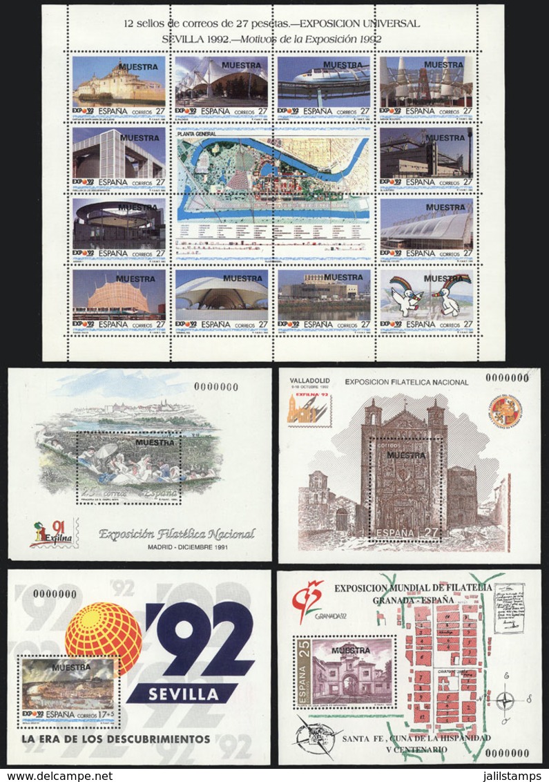 788 SPAIN: 5 Modern Souvenir Sheets, All With MUESTRA Overprint, Excellent Quality, - Otros & Sin Clasificación