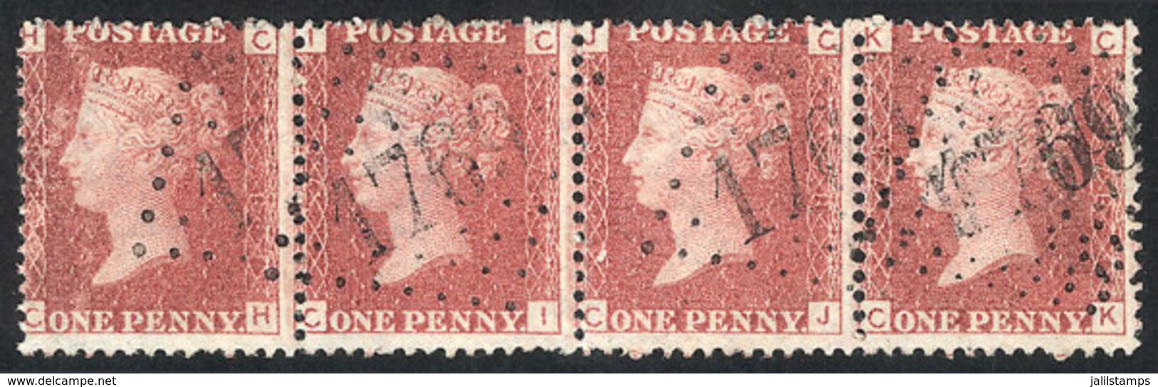 823 GREAT BRITAIN: "Sc.33 (SG.43) Plate 78, Strip Of 4, With French Numeral ""1769"" - Otros & Sin Clasificación