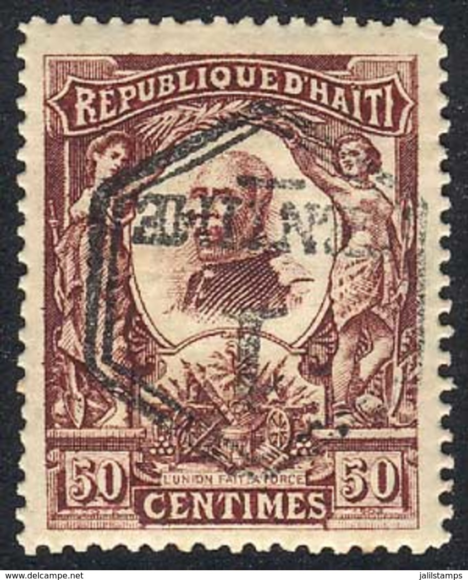 846 HAITI: Sc.108a, 1906/7 1c. On 50c., Inverted Surcharge, Mint, VF Quality, Rare, - Haití