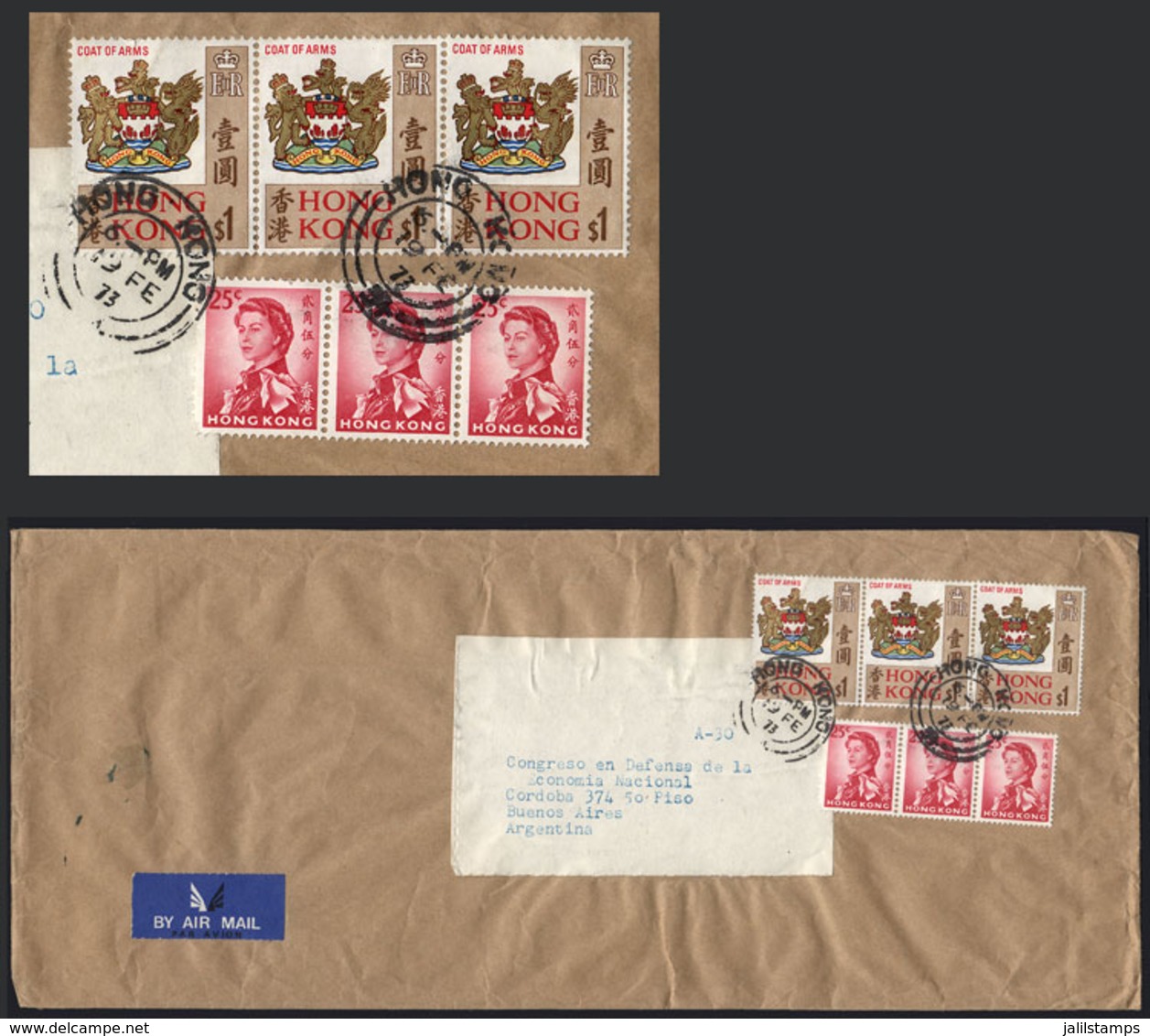 856 HONG KONG: Airmail Cover Sent To Argentina On 19/FE/1973 With Nice Postage Of $3 - Otros & Sin Clasificación