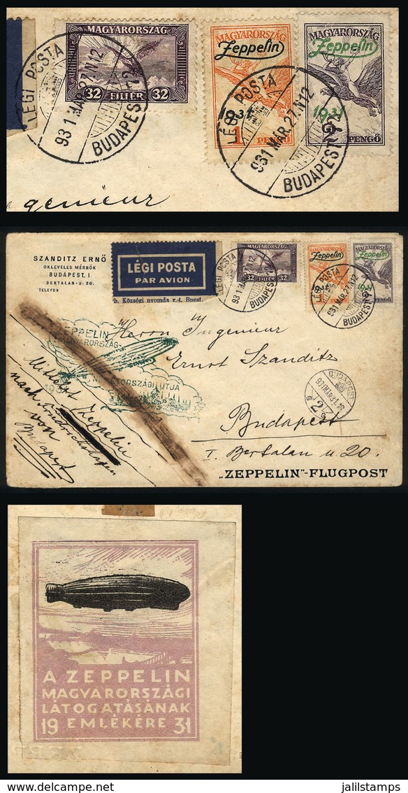 859 HUNGARY: Cover Flown By ZEPPELIN, Posted On 27/MAR/1931, With Special Handstamp - Otros & Sin Clasificación