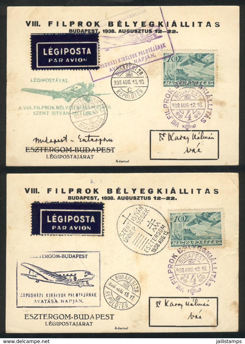 861 HUNGARY: 12/AU/1938 2 Cards Of Special Flights, Varied Marks And Cancels, Very N - Other & Unclassified