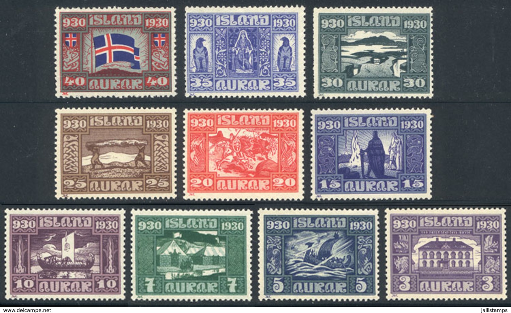 876 ICELAND: Sc.152/161, 1930 Millennium Of The Parliament, The First 10 Values Of T - Autres & Non Classés