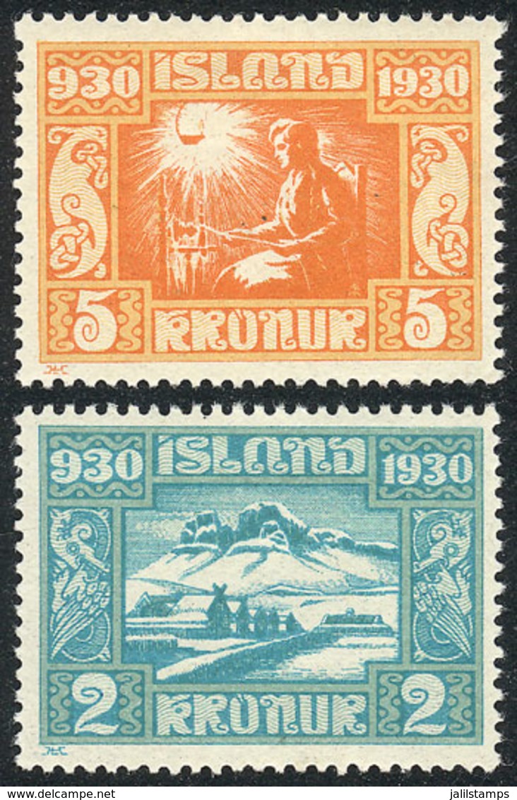 877 ICELAND: Sc.164/165, High Values Of The Set, Mint Lightly Hinged, VF Quality, Ca - Otros & Sin Clasificación