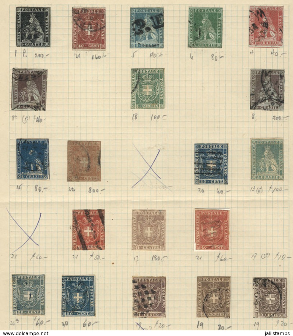 901 ITALY: Yv.1 To 22 (not Consecutive): Old Collection On Album Page, In Total 20 S - Tuscany