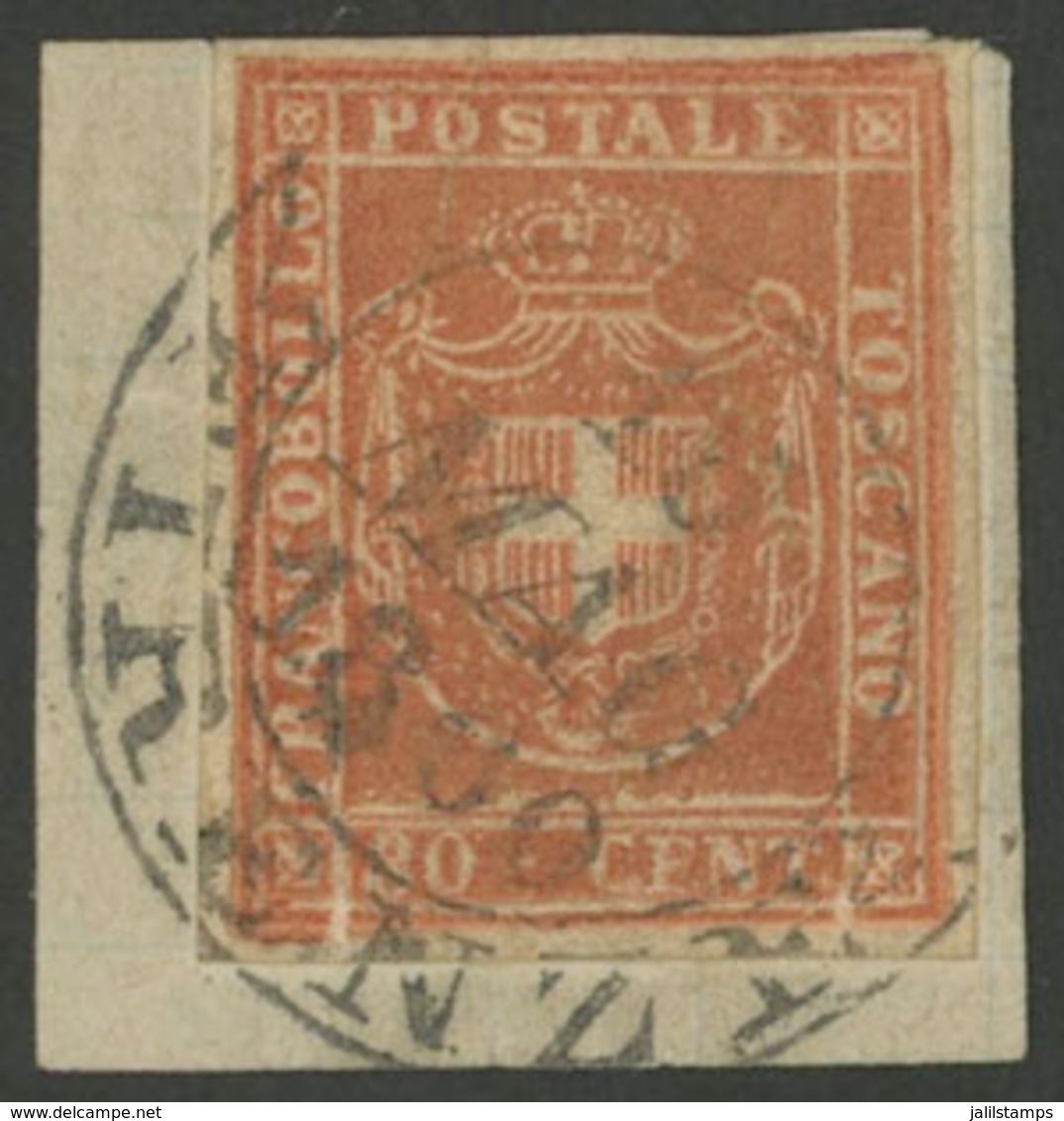 934 ITALY: Sc.22a, 1860 80c. Orangish Chestnut, Beautiful Example Of Ample Margins O - Toscana