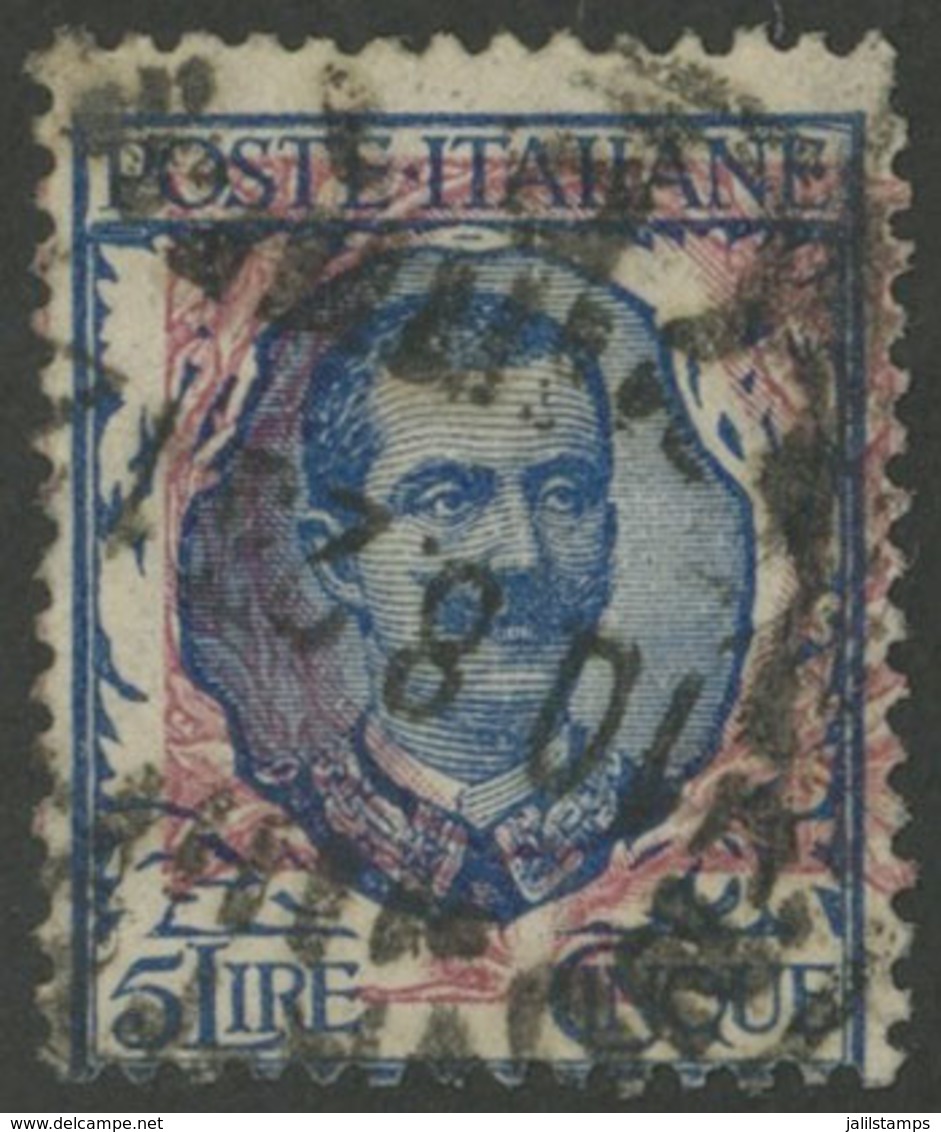 945 ITALY: Sc.91, 1901 5L. Blue And Rose With VARIETY: Very Shifted Floral Ornament, - Sin Clasificación