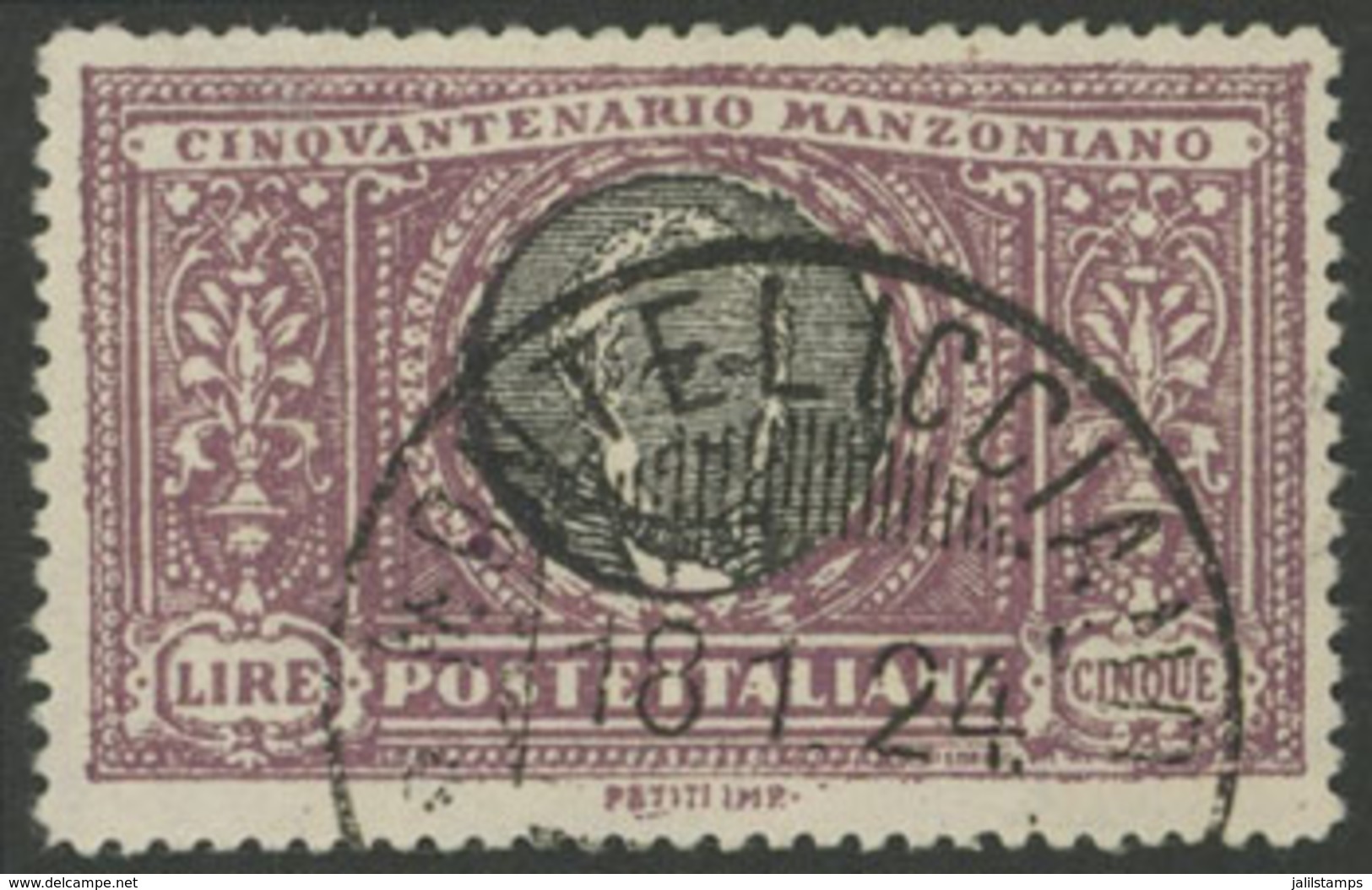 952 ITALY: Sc.170, 1923 5L. Manzoni, High Value Of The Set Used, Excellent Quality! - Sin Clasificación