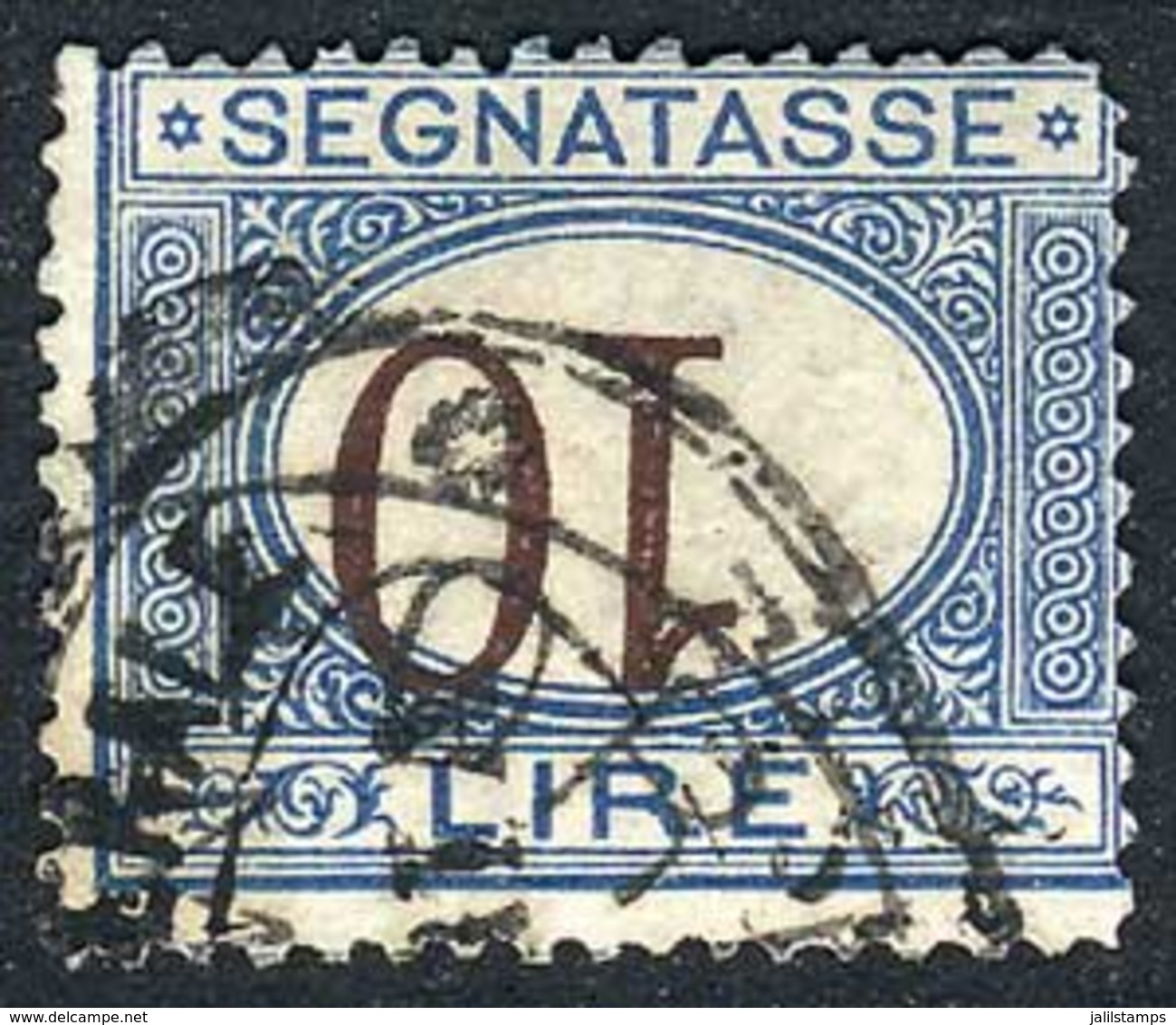 968 ITALY: Postage Dues Yv.18A, 10L. Blue And Dark Chestnut With INVERTED FIGURE Var - Unclassified