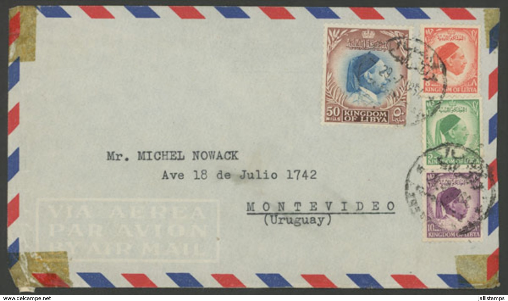 1011 LIBYA: Airmail Cover Sent To Montevideo (Uruguay) On 29/JUL/1954 With Nice Posta - Libya