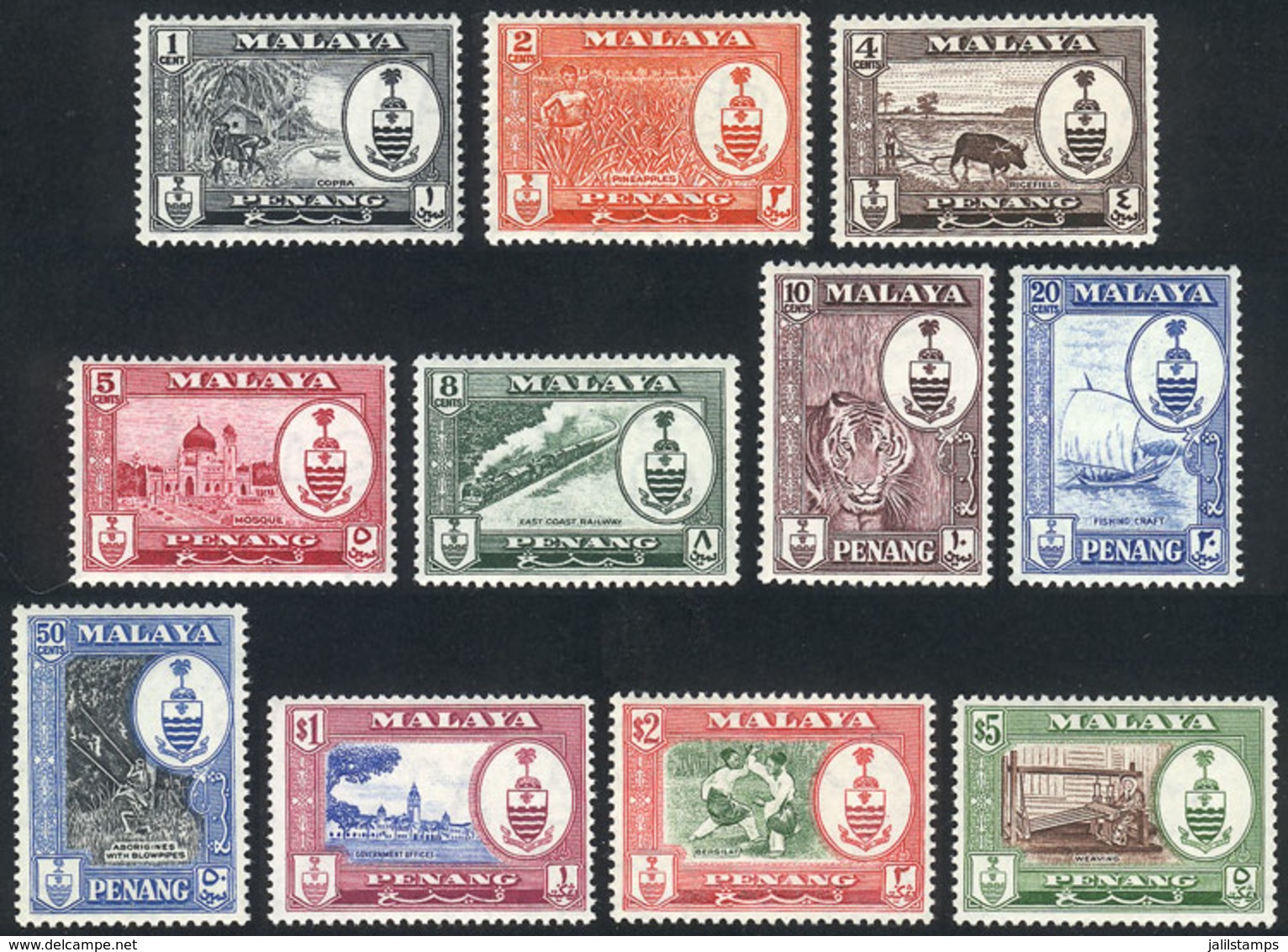 1020 MALAYA: Sc.56/66, 1960 Animals, Ships, Trains, Sports And Other Topics, Complete - Penang