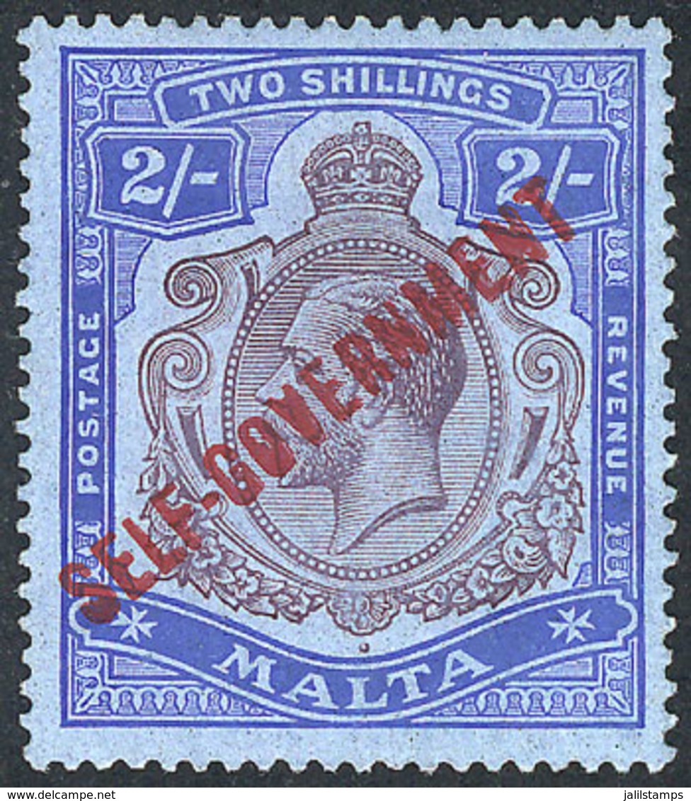 1022 MALTA: "Yv.77, 1922 2/ With ""CA"" Watermark, ""SELF-GOVERNMENT"" Overprint, Key - Malta