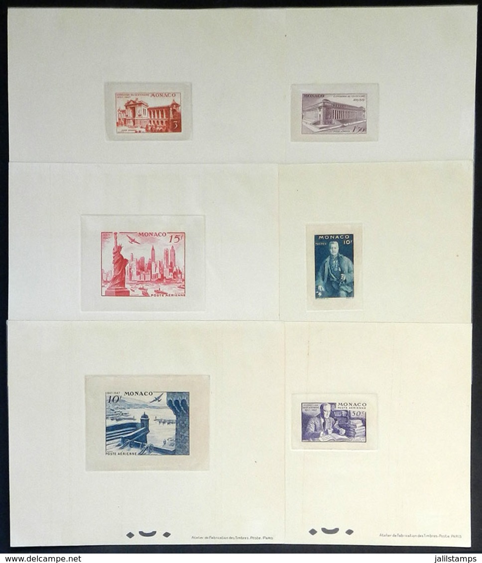 1040 MONACO: Yv.A.22/27, 1946 Stamp Centenary Exhibition, Cmpl. Set Of 6 DELUXE PROOF - Otros & Sin Clasificación