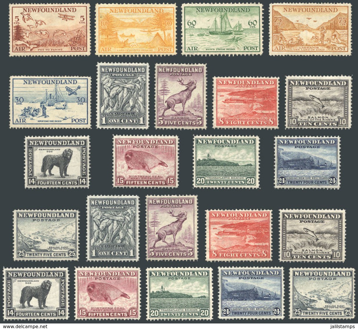 1044 NEWFOUNDLAND: 3 Complete Sets Of 1932, Yvert 167/185 Perforation 12½ X2 + Airmai - 1908-1947