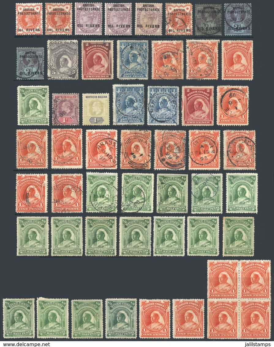 1045 NIGER COAST PROTECTORATE: Lot Of Old Stamps, Mint And Used (with Some Interestin - Other & Unclassified