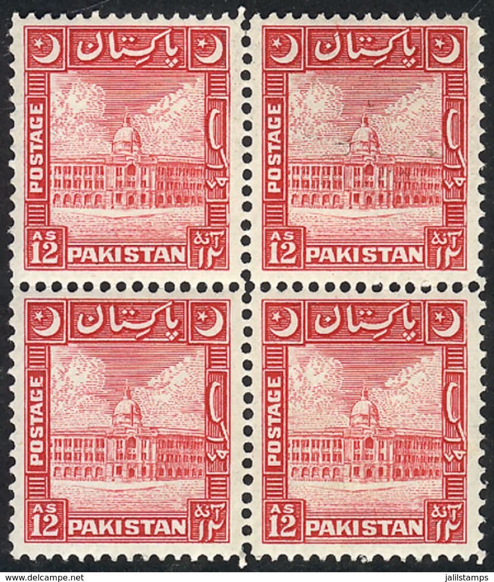 1059 PAKISTAN: Sc.54, 1949/53 12a. Red, MNH Block Of 4, VF Quality, Catalog Value US$ - Pakistán