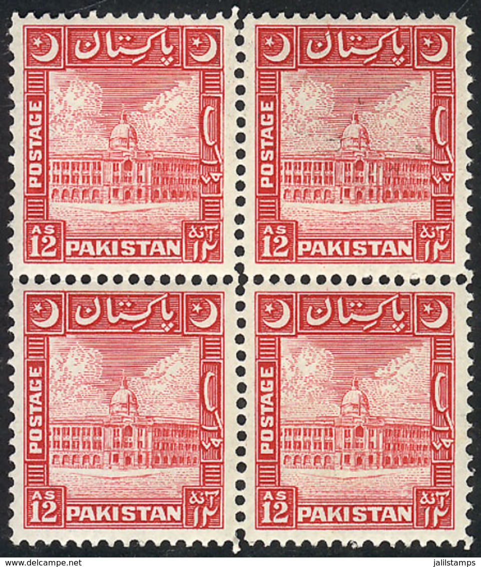 1059 PAKISTAN: Sc.54, 1949/53 12a. Red, MNH Block Of 4, VF Quality, Catalog Value US$ - Pakistan