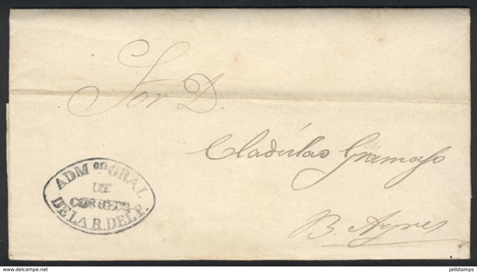 1073 PARAGUAY: "Entire Letter Dated Asunción 5/JUL/1860, Sent To Buenos Aires, With T - Paraguay