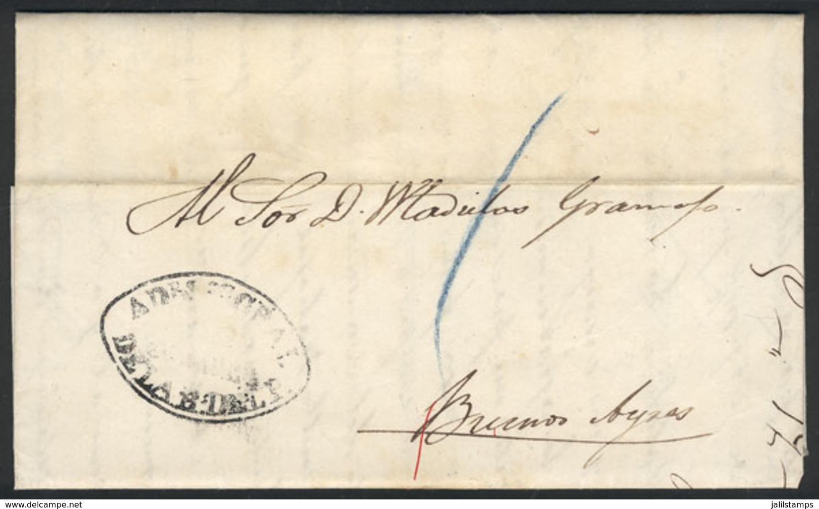 1076 PARAGUAY: "Entire Letter Dated Asunción 5/MAR/1863, Sent To Buenos Aires Per Ste - Paraguay